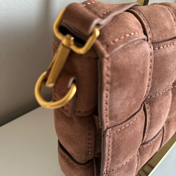 VIOLA CASTELLANI Bruciato Suede Padded Woven Crossbody Made In Italy - Picture 4 of 6